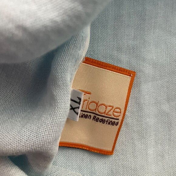 Fridaze XL Linen Aqua Light Blue Button Tunic Shirt 3/4 Sleeves Minimalist Coast - Picture 11 of 13